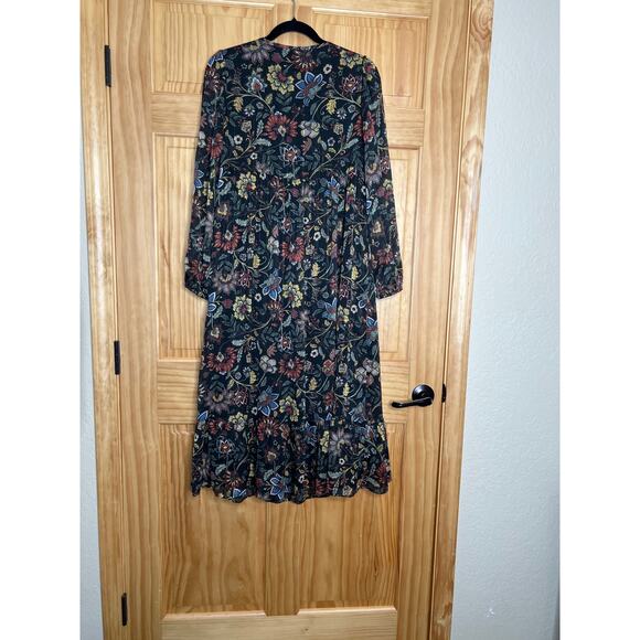 Frye NEW dress size S black floral maxi fully lined western cowgirl holidays - Picture 4 of 10